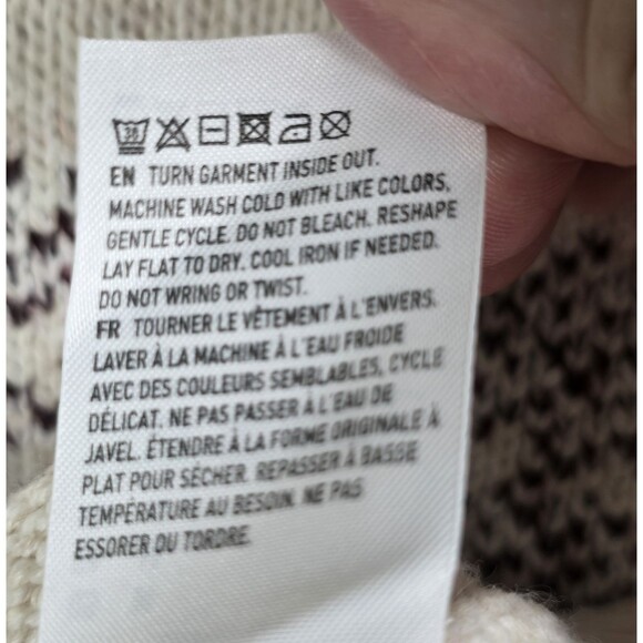 American Eagle Hoodie Sweater M Aztec Tribal Knit Pullover Soft Boho Cream Cozy - Picture 7 of 12